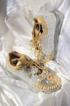 Chal Jooti_Gold Embroidered The Lotus Warrior Queen Wedding Sneakers _Online_at_Aza_Fashions