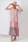 Buy_Saundh_Multi Color Cotton Square Neck Geode Abstract Print Tiered Dress _Online_at_Aza_Fashions