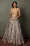 RI.Ritu Kumar_Grey Blouse Hasika Floral Print Lehenga Set_Online_at_Aza_Fashions