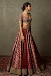 Buy_RI.Ritu Kumar_Red , Brocade, Organza Sequins, Applique, Ishana Bridal Lehenga Set _Online_at_Aza_Fashions