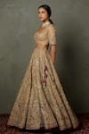 RI.Ritu Kumar_Peach Polyester Embroidery Zardozi Sweetheart Neck Dakshi Bridal Lehenga Set _Online_at_Aza_Fashions