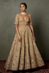 Shop_RI.Ritu Kumar_Peach Polyester Embroidery Zardozi Sweetheart Neck Dakshi Bridal Lehenga Set _Online_at_Aza_Fashions