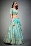 Buy_RI.Ritu Kumar_Green Blouse And Lehenga Silk Satin & Dupatta Tania Floral Bridal Set _Online_at_Aza_Fashions