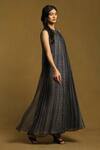 Buy_Ritu Kumar_Black Viscose, Chiffon Round Neck Geometric Print Sleeveless Dress_Online_at_Aza_Fashions