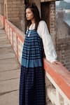 Shop_Label Earthen_Blue Dress Mangalgiri Stripe And Printed Shirt Set _Online_at_Aza_Fashions