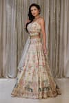 Archana Kochhar_Green Blouse And Lehenga Raw Silk Digital Peacock Bridal Set _Online_at_Aza_Fashions