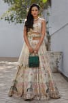 Buy_Archana Kochhar_Green Blouse And Lehenga Raw Silk Digital Peacock Bridal Set _Online_at_Aza_Fashions