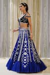 Buy_Archana Kochhar_Blue Blouse Velvet Embroidered Mirror And Gota Work Plunge V Sheesh Lehenga Set _Online_at_Aza_Fashions