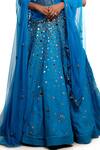 Buy_Archana Kochhar_Blue Lehenga And Blouse Raw Silk Embroidery Mirror Deep V Neck Work Set _Online_at_Aza_Fashions