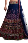 Archana Kochhar Blue Silk, Net Sequins, Embroidery, Cut Work V-neck Raw Floral Lehenga Set Online at Aza Fashions Archana Kochhar_Blue Silk, Net Sequins, Embroidery, Cut Work V-neck Raw Floral Lehenga Set _Online_at_Aza_Fashions