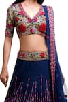 Buy Archana Kochhar Blue Silk, Net Sequins, Embroidery, Cut Work V-neck Raw Floral Lehenga Set Online at Aza Fashions Buy_Archana Kochhar_Blue Silk, Net Sequins, Embroidery, Cut Work V-neck Raw Floral Lehenga Set _Online_at_Aza_Fashions