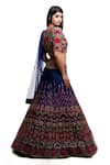 Shop Archana Kochhar Blue Silk, Net Sequins, Embroidery, Cut Work V-neck Raw Floral Lehenga Set Online at Aza Fashions Shop_Archana Kochhar_Blue Silk, Net Sequins, Embroidery, Cut Work V-neck Raw Floral Lehenga Set _Online_at_Aza_Fashions