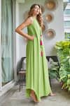 Style Junkiie_Green Double Georgette Round Tassel Detailed Jumpsuit  _Online_at_Aza_Fashions