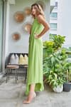 Shop_Style Junkiie_Green Double Georgette Round Tassel Detailed Jumpsuit  _Online_at_Aza_Fashions