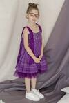 Shop_Swati Golyan_Purple Cotton Embroidery Sequins Frill Dress  _Online_at_Aza_Fashions