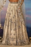 Rohit Gandhi + Rahul Khanna_Gold Denim, Crepe, Tulle Crystals, Sequins, Embroidery Floral Lehenga Set _Online_at_Aza_Fashions