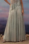 Rohit Gandhi + Rahul Khanna_Blue Tulle Sequins, Crystals Square Anila Embroidered Top With Sedalia Trouser _Online_at_Aza_Fashions