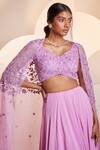 Buy_Shloka Khialani_Purple Georgette Eve Embellished Cape Lehenga Set_Online_at_Aza_Fashions