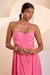 Buy_Shloka Khialani_Pink Crepe Plain Sweetheart Neck Paris Cut Out Gown  _Online_at_Aza_Fashions