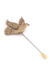 Shop_Cosa Nostraa_Gold Flying Bird Lapel Pin_Online_at_Aza_Fashions
