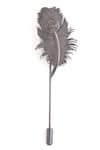Cosa Nostraa_Black Peacock Grace Brass Lapel Pin_Online_at_Aza_Fashions