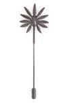 Cosa Nostraa_Black Floral Brass Carved Lapel Pin_Online_at_Aza_Fashions