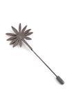 Shop_Cosa Nostraa_Black Floral Brass Carved Lapel Pin_Online_at_Aza_Fashions