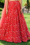 Buy_Redpine Designs_Red Viscose, Net Sequins, Embroidery, Cut Work Floral Print Lehenga Set _Online_at_Aza_Fashions