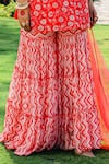 Redpine Designs_Red Print Chevron Round Neck Floral Kurta And Sharara Set _Online_at_Aza_Fashions