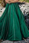 Redpine Designs_Green Chanderi, Net Cut Work, Sequins, Embroidery Emerald Hand Lehenga Set _Online_at_Aza_Fashions