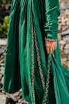 Shop_Redpine Designs_Green Anarkali And Pant Chanderi Embroidery Zardozi Straight Neck Placement Set _Online_at_Aza_Fashions