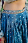Redpine Designs_Blue Viscose, Georgette, Chanderi Cut Work, And Cutdana Embroidered Lehenga Set _at_Aza_Fashions