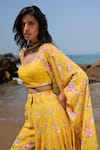 LASHKARAA_Yellow Georgette Embroidery Zari Flower Vine Print Jacket Sharara Set For Women_Online_at_Aza_Fashions