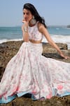 Buy White Flamingo And Floral Print Lehenga Set For Women by LASHKARAA