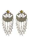 Buy_Neeta Boochra_Silver Plated Kundan Crescent Carved Danglers _Online_at_Aza_Fashions
