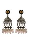Neeta Boochra_Multi Color Pearls Peacock Carved Dangler Earrings _Online_at_Aza_Fashions