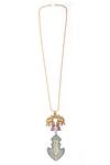 Neeta Boochra_Gold Plated Elephant And Lotus Carved Necklace _Online_at_Aza_Fashions