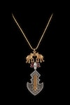 Neeta Boochra_Gold Plated Elephant And Lotus Carved Necklace _at_Aza_Fashions
