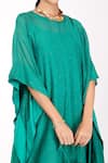 Buy_Komal Shah_Green Kaftan  Chanderi Embroidered Badla Round  _Online_at_Aza_Fashions