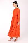 Komal Shah_Orange Chanderi Embroidered Mukaish Round Maxi Dress _Online_at_Aza_Fashions