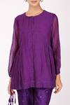 Buy_Komal Shah_Purple Chanderi Top And Pant Set_Online_at_Aza_Fashions