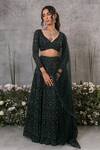 Pritika Vora_Green Lehenga And Blouse  Organza Silk Embroidered Rhinestone Bridal Set_Online_at_Aza_Fashions