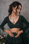 Buy_Pritika Vora_Green Lehenga And Blouse  Organza Silk Embroidered Rhinestone Bridal Set_Online_at_Aza_Fashions