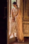 LASHKARAA_Peach Net Embroidered Zari Round Embellished Kurta Set _Online_at_Aza_Fashions