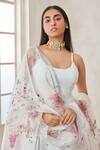 LASHKARAA_White Satin Floral Printed Punjabi Suit Set_Online_at_Aza_Fashions