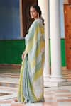 Dressfolk_Multi Color 100% Linen And Zari Woven Stripe Leheriya Pattern Saree  _Online_at_Aza_Fashions