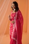 Buy_LASHKARAA_Pink Chanderi Printed Floral Round Straight Kurta Set_Online_at_Aza_Fashions