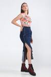 Ekastories_Blue Denim Pencil Fit Skirt_Online_at_Aza_Fashions