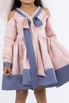 Buy_Darleen Kids Couture_Pink Silk, Satin Lucy Cold Shoulder Dress _Online_at_Aza_Fashions
