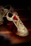 Chal Jooti_Gold Embellished Mastaani Kundan Wedding Sneakers _at_Aza_Fashions